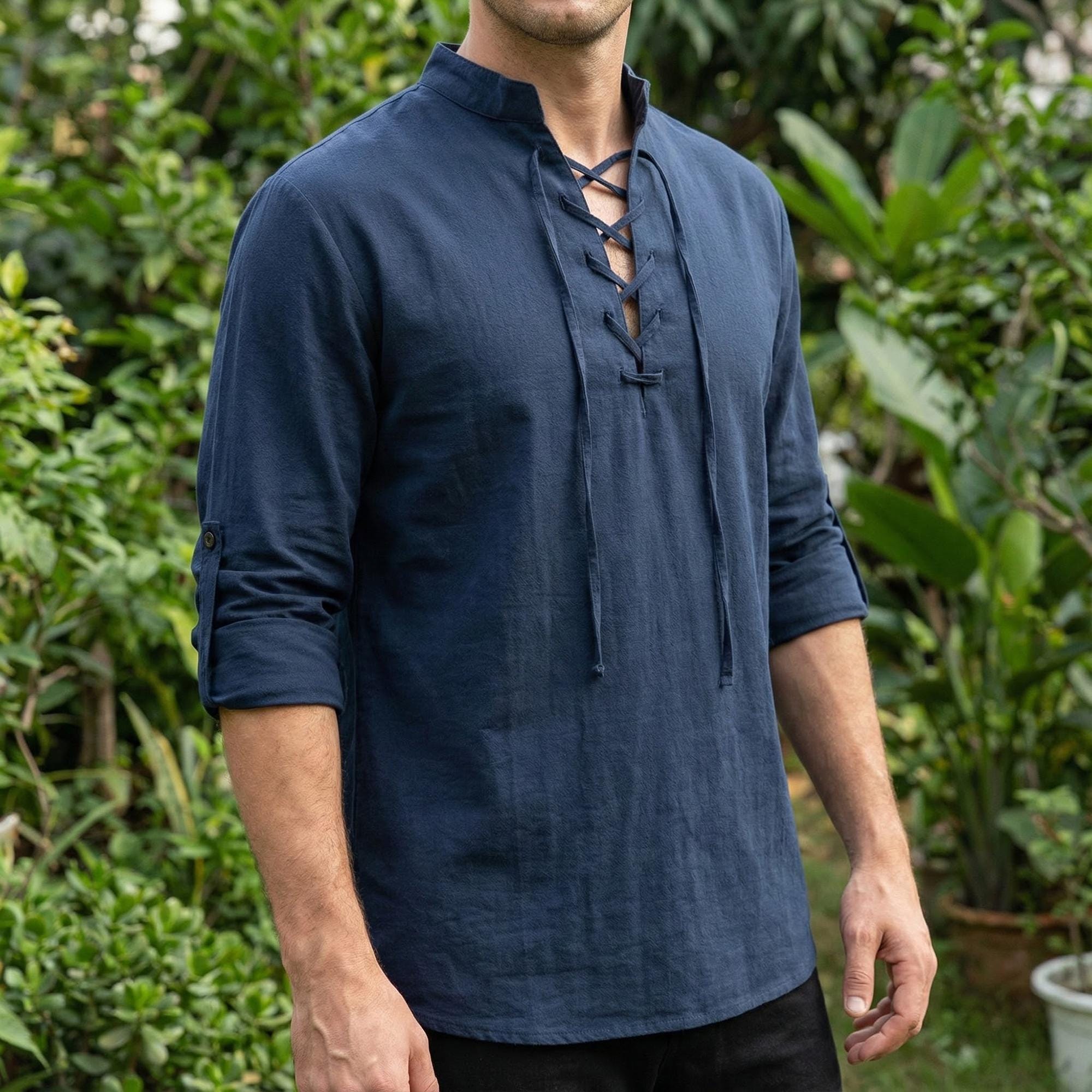 Men's Linen Viking Tunic, Medieval Renaissance Costume Shirt