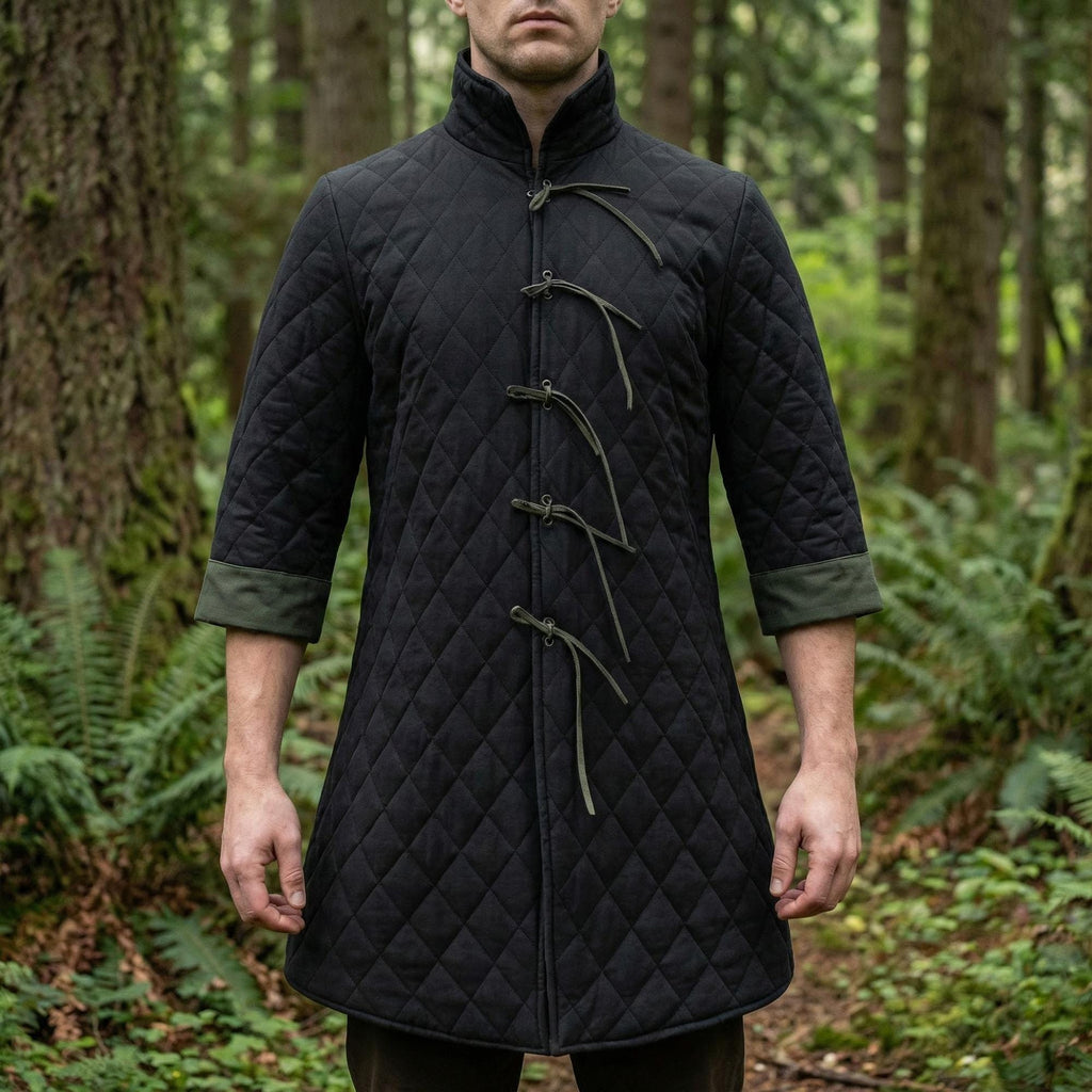 Men's Viking Gambeson Jacket - Medieval Padded Armor Coat for LARP Renaissance Costume