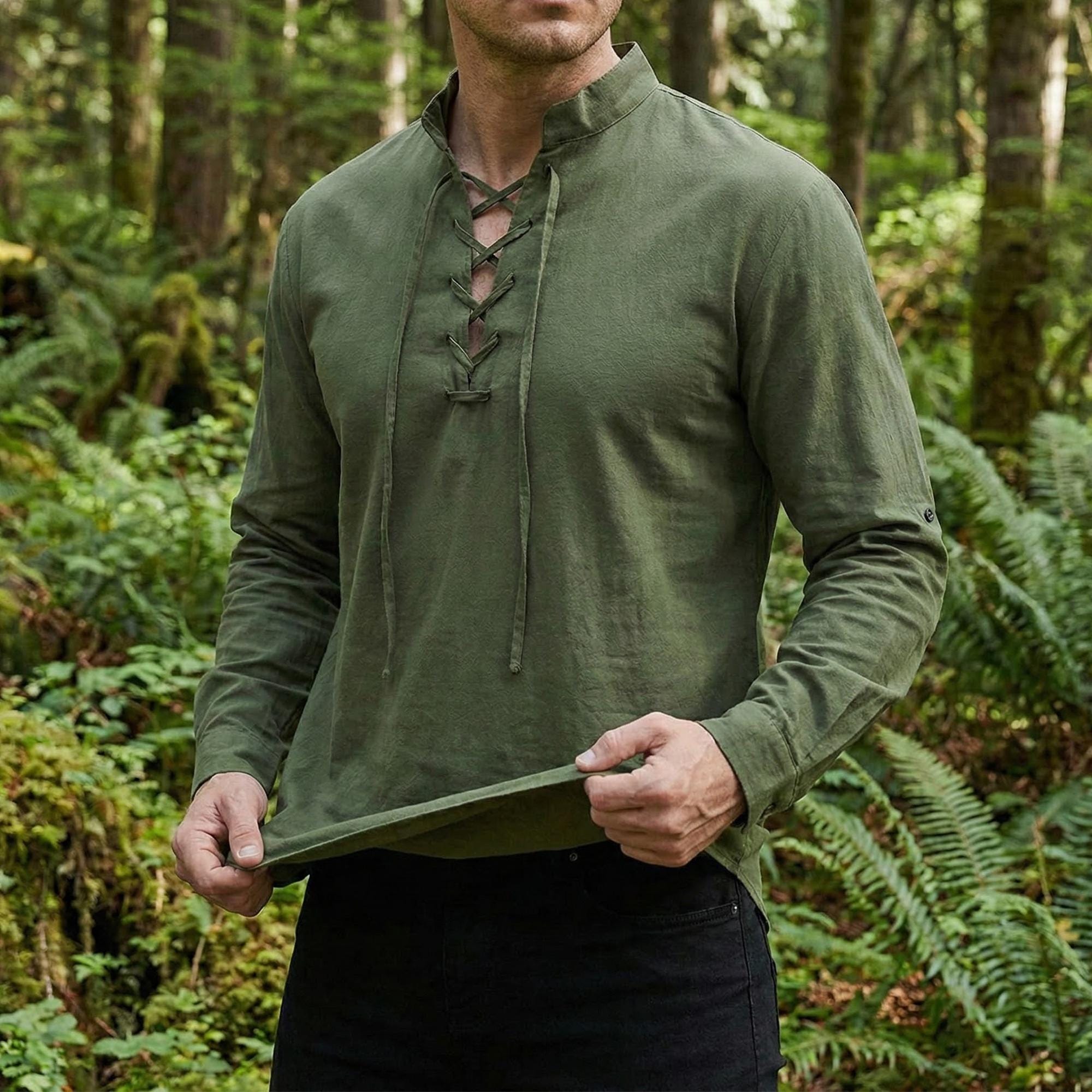 Men's Linen Viking Tunic, Medieval Renaissance Costume Shirt