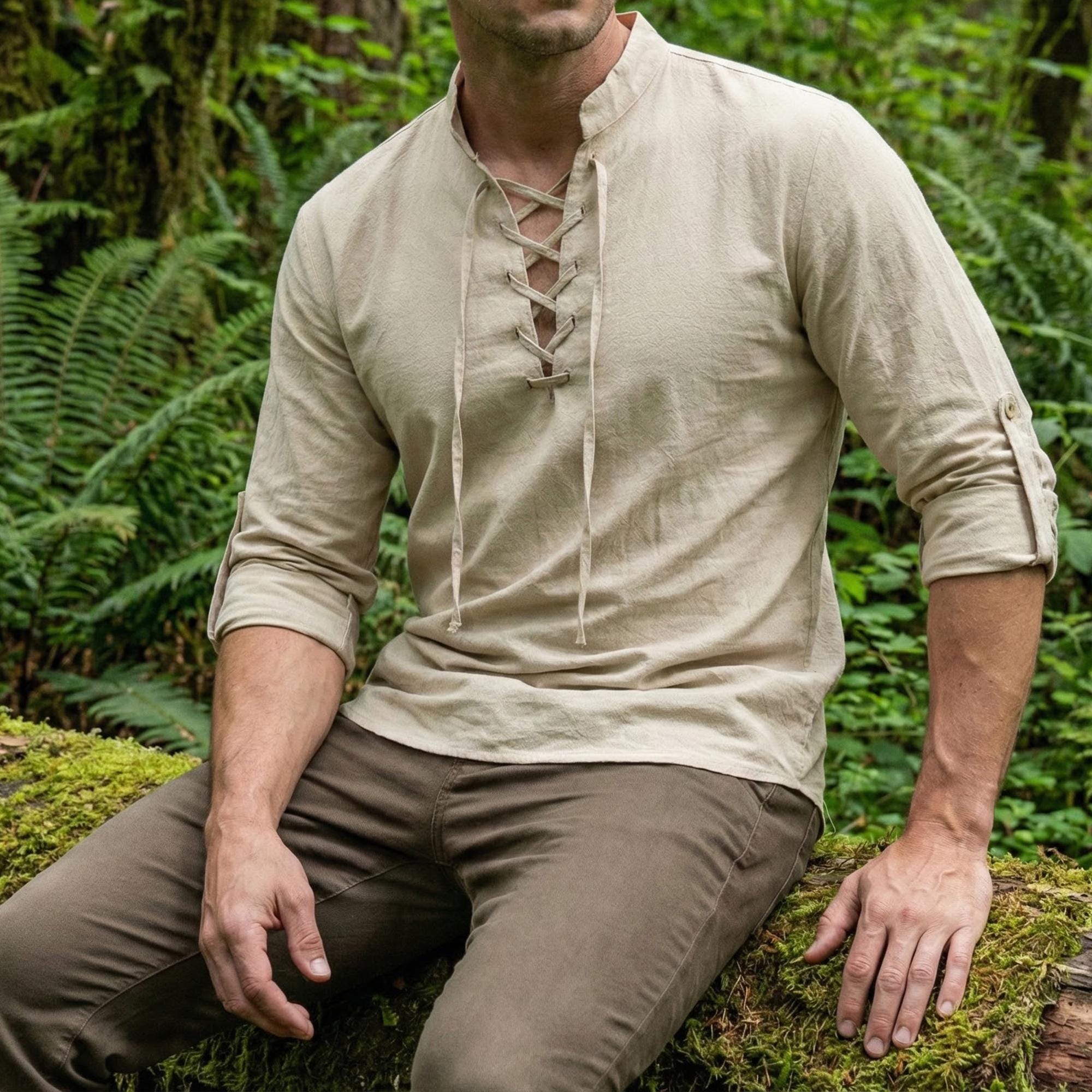 Men's Linen Viking Tunic, Medieval Renaissance Costume Shirt