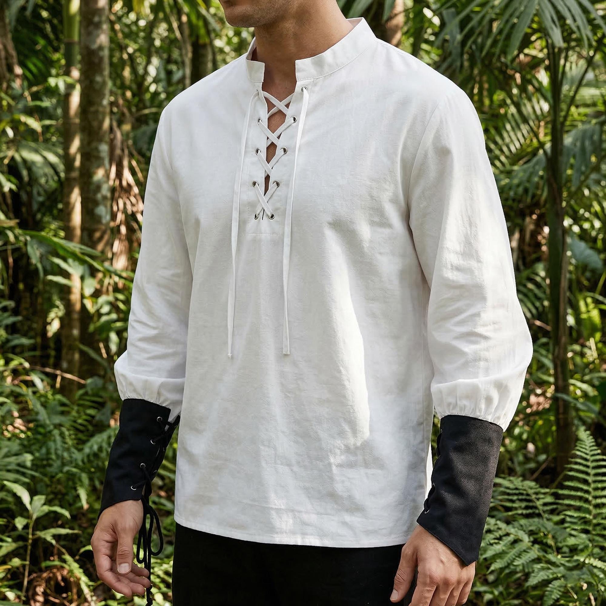 Men's Renaissance Pirate Tunic | Medieval Lace-Up Shirt | LARP Costume Outfit