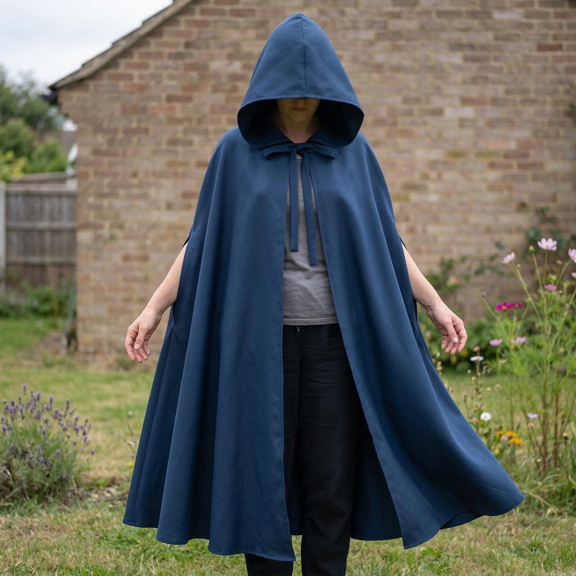 Emerald Green Elven Hooded Cloak, Medieval Renaissance Fantasy Cosplay Outfit