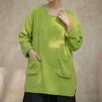 Boho Cotton Knit Sweater, Lightweight Spring Pullover, Casual Minimalist Outfit