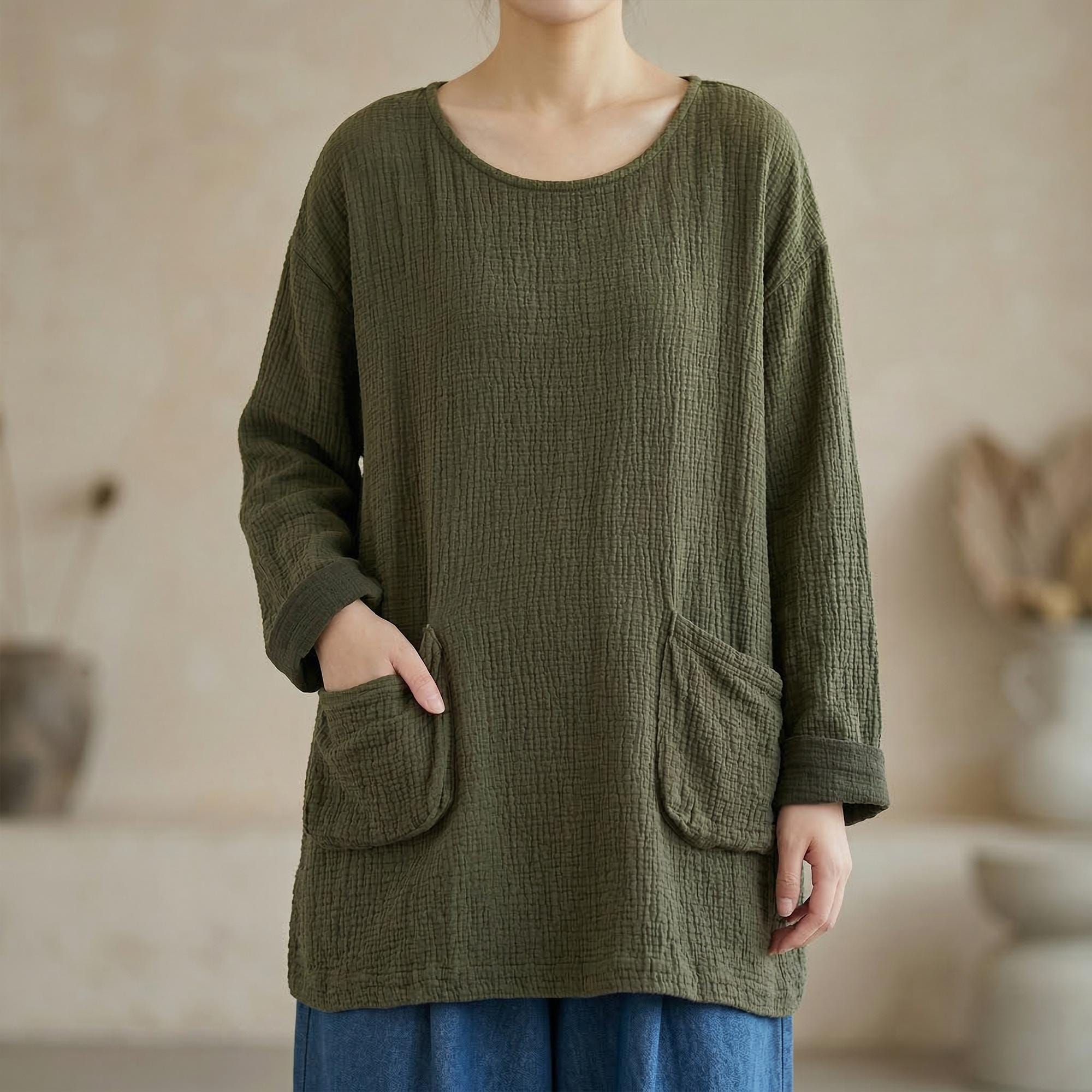 Boho Cotton Knit Sweater, Lightweight Spring Pullover, Casual Minimalist Outfit