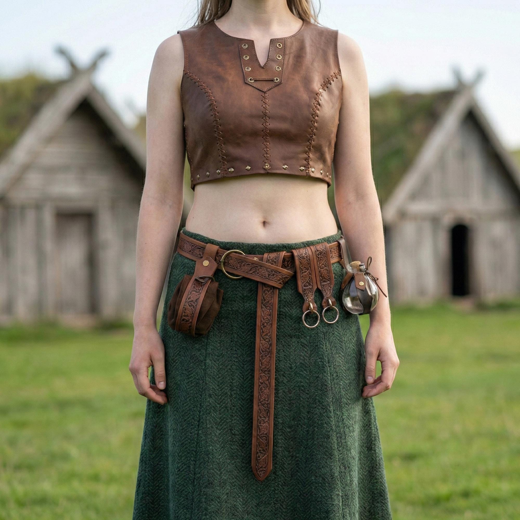 Medieval Viking Utility Belt with Pouch, Renaissance LARP Costume Accessory