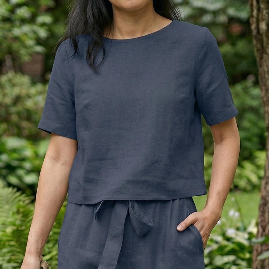 Linen Two Piece Set Women, Wide Leg Pants and Cami Top, Tie Strap Boho Outfit, Summer Casual Linen Clothing Set