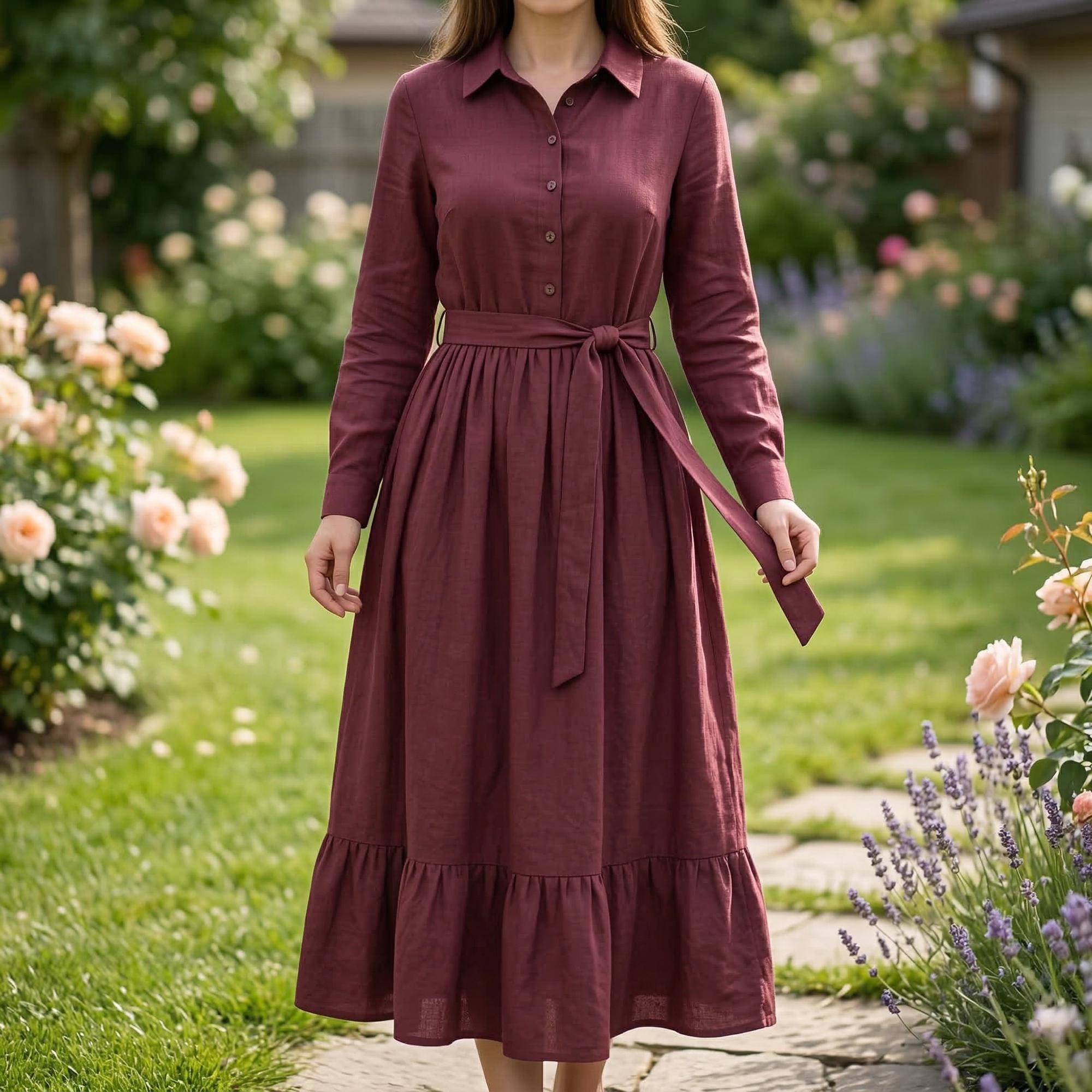 Cottagecore Prairie Dress, Vintage Boho Maxi Dress for Women, Long Sleeve Rustic Dress, Bohemian Cottagecore Outfit, Women's Gifts