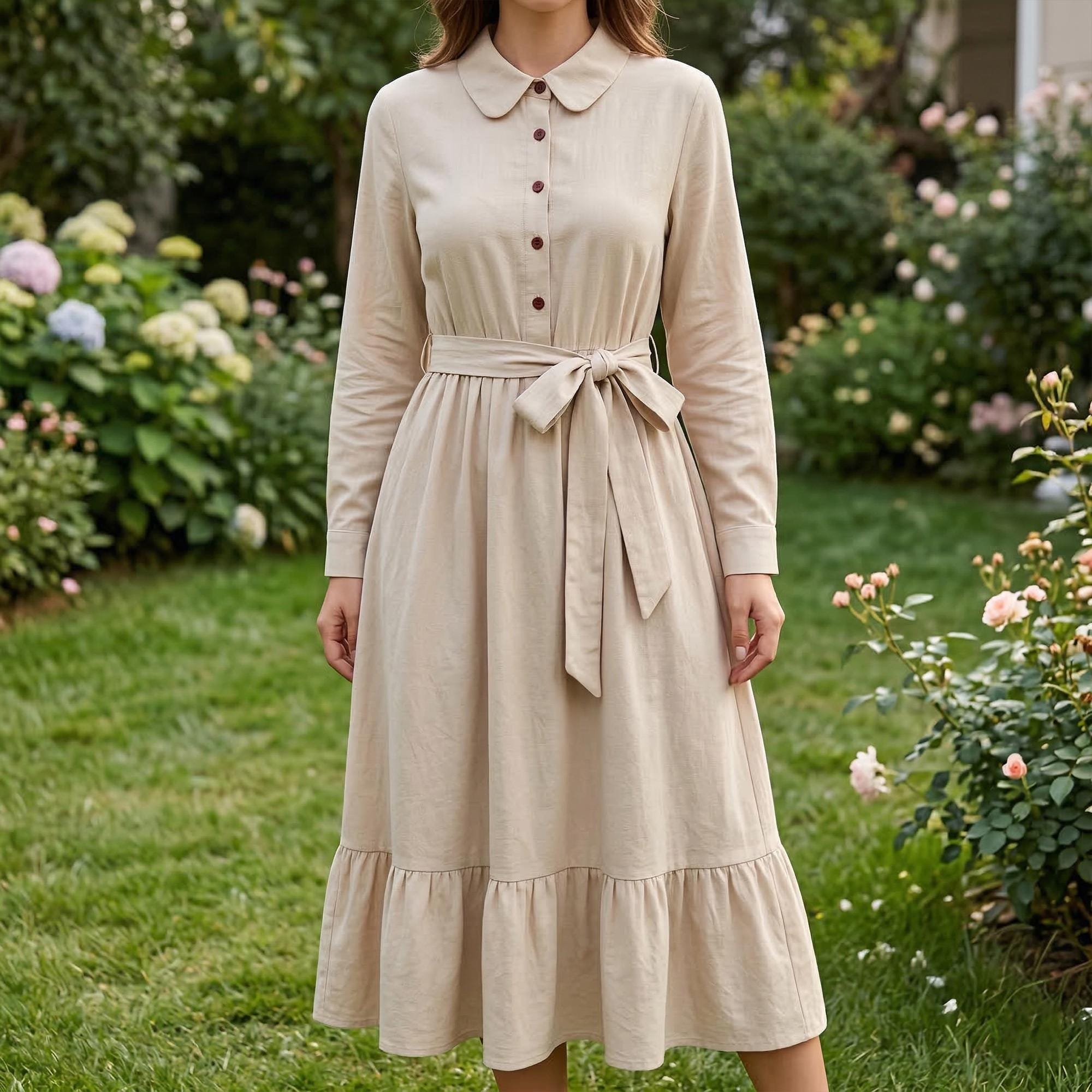 Cottagecore Prairie Dress, Vintage Boho Maxi Dress for Women, Long Sleeve Rustic Dress, Bohemian Cottagecore Outfit, Women's Gifts