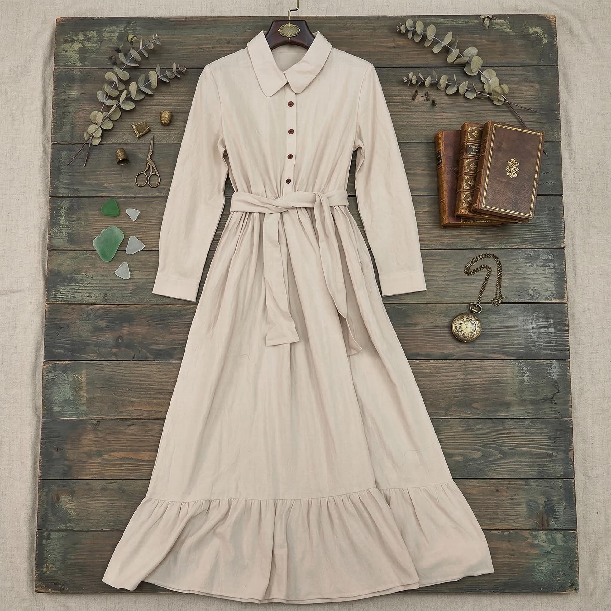 Cottagecore Prairie Dress, Vintage Boho Maxi Dress for Women, Long Sleeve Rustic Dress, Bohemian Cottagecore Outfit, Women's Gifts