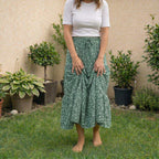Boho A-Line Maxi Skirt, Flowing Tiered Summer Outfit