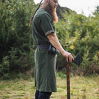Green Viking Tunic with Short Sleeves, Embroidered Border