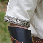 Natural Viking Tunic with Short Sleeves, Embroidered Border